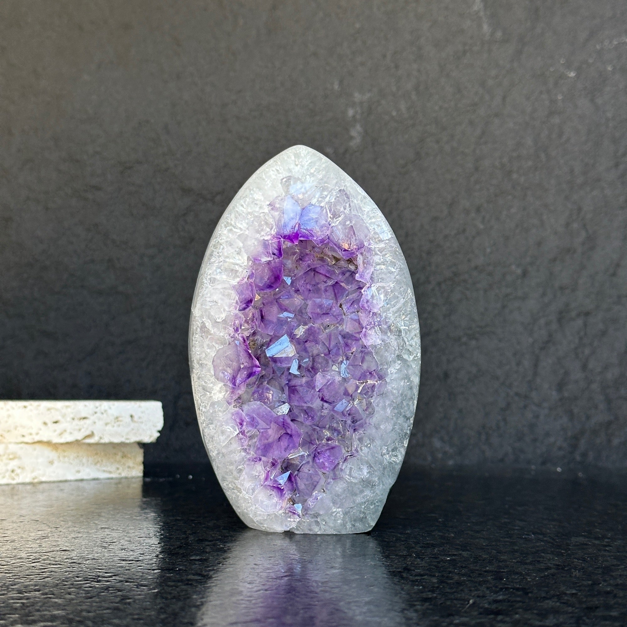 Amethyst Geode Crystal Egg with incredible Agate formations