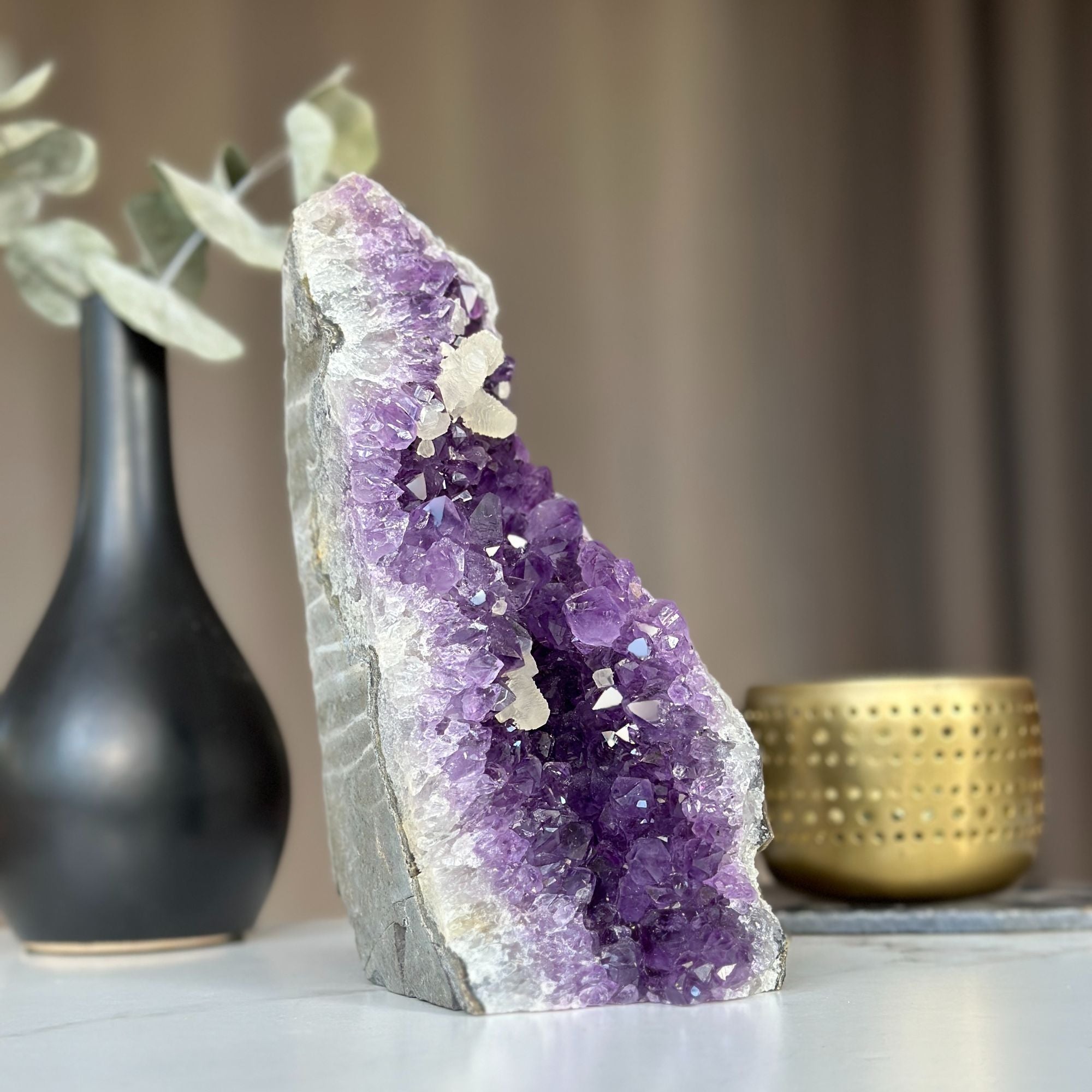 Galaxy amethyst geode huge crystal decor 8 inches tall Deep Purple DeepPurpleProject