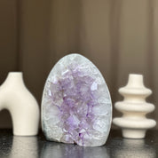 White Quartz Crystal Egg, Unique Amethyst Geode, Statement piece for collectors, Large Cave with  Agate formations