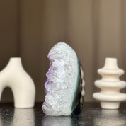 White Quartz Crystal Egg, Unique Amethyst Geode, Statement piece for collectors, Large Cave with  Agate formations