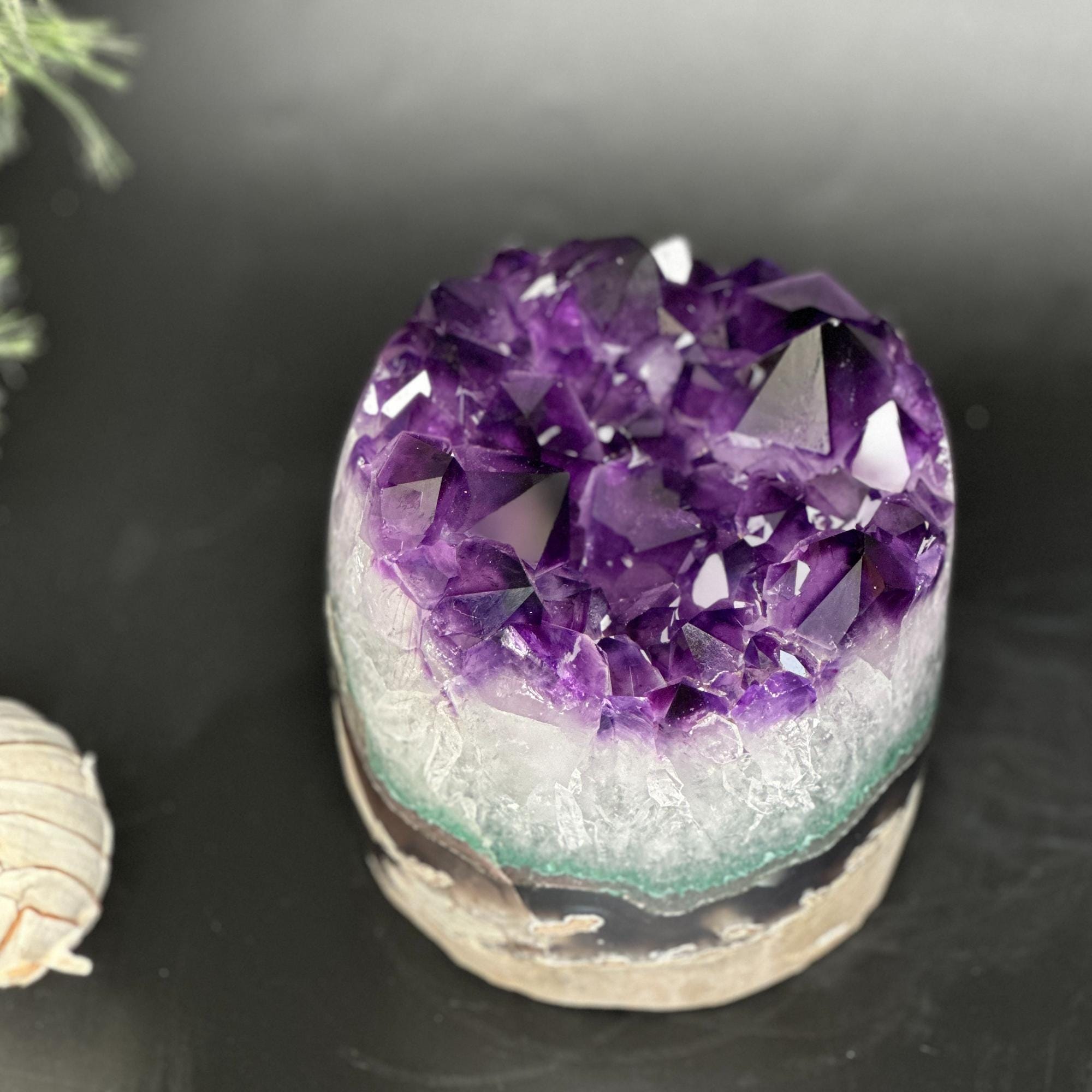 Large Amethyst and Agate Crystal Cylinder – Stunning Polished Quartz Decor Piece, Natural Purple Stone
