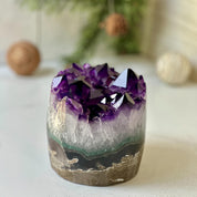 Large Amethyst and Agate Crystal Cylinder – Stunning Polished Quartz Decor Piece, Natural Purple Stone