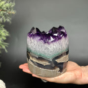 Large Amethyst and Agate Crystal Cylinder – Stunning Polished Quartz Decor Piece, Natural Purple Stone