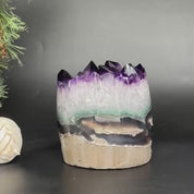 Large Amethyst and Agate Crystal Cylinder – Stunning Polished Quartz Decor Piece, Natural Purple Stone