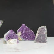 Amethyst geodes set on sale, Druzes Crystals with Cut Base, 3 pieces 3 Lbs