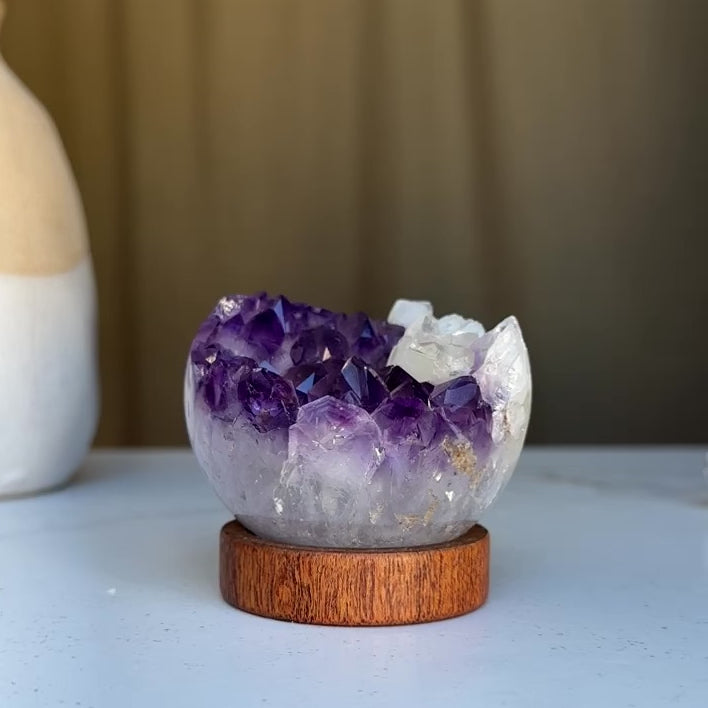 Stunning Amethyst Geode Specimen, Crystal Open Ball, Agate sphere, perfect for collectors