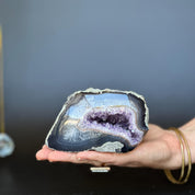 Amethyst Geode Bowl, Natural Deep Purple Amethyst Crystal Round Shaped Cluster, Home Decor Crystal Geode Cave