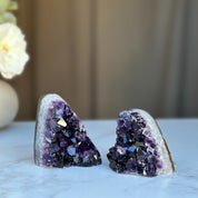 Amethyst clusters with huge Agate layers, 2 pieces set