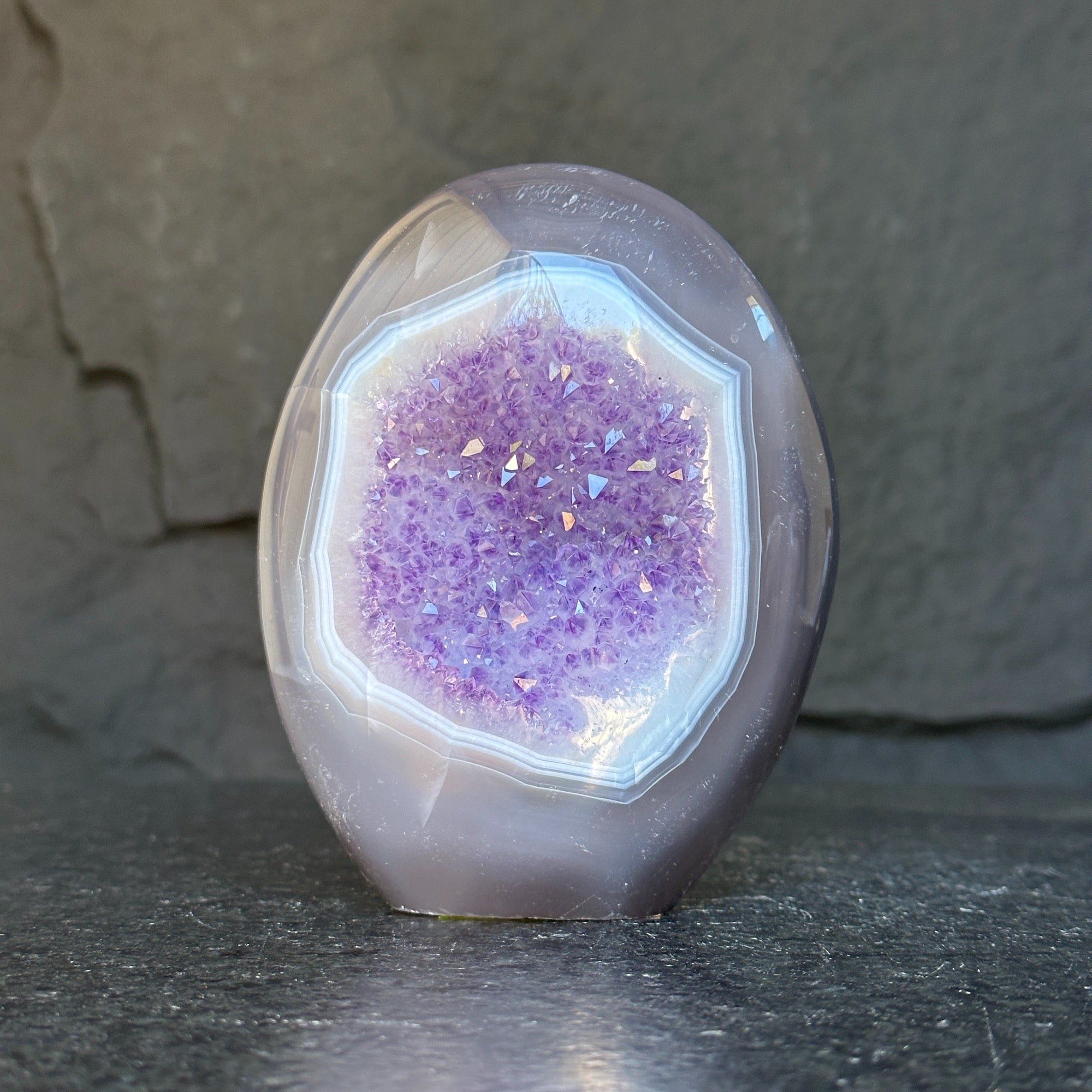 Incredible Deep Purple Amethyst Stone, Egg shaped crystal piece, AAA amethyst quality Oval Full polished Crystal