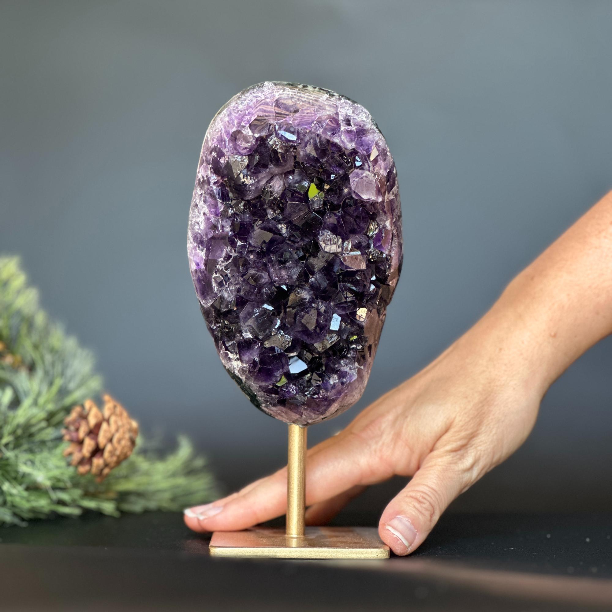 Amethyst Crystal Decor Piece, Galaxy Amethyst with metallic base included, Amethyst crystal for home decoration