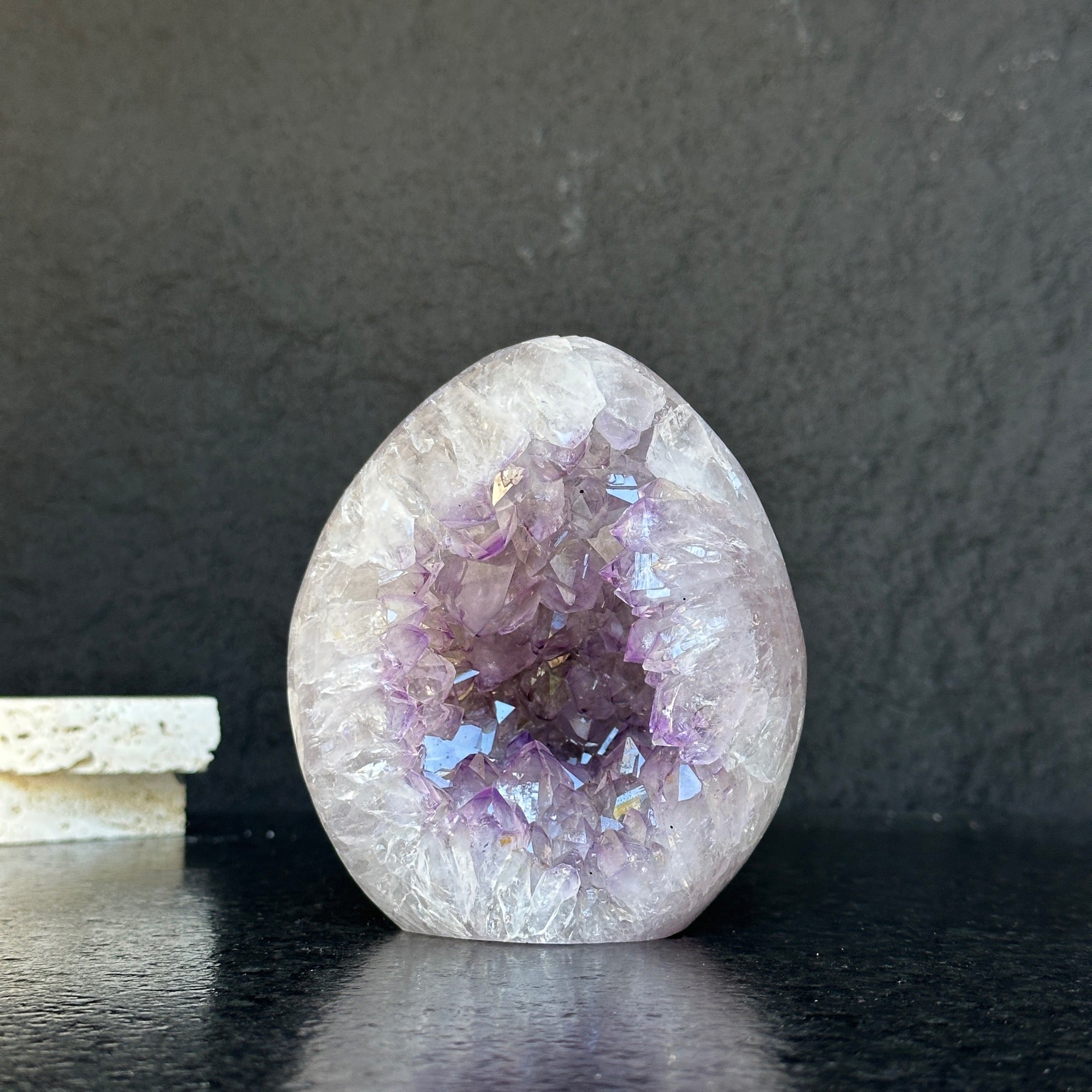 Quartz, Amethyst and Agate Stone Egg, 3 Lb Oval Full polished Crystal