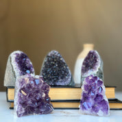 Cute Mini Amethysts SET (5 pieces), small crystal geodes to decor home