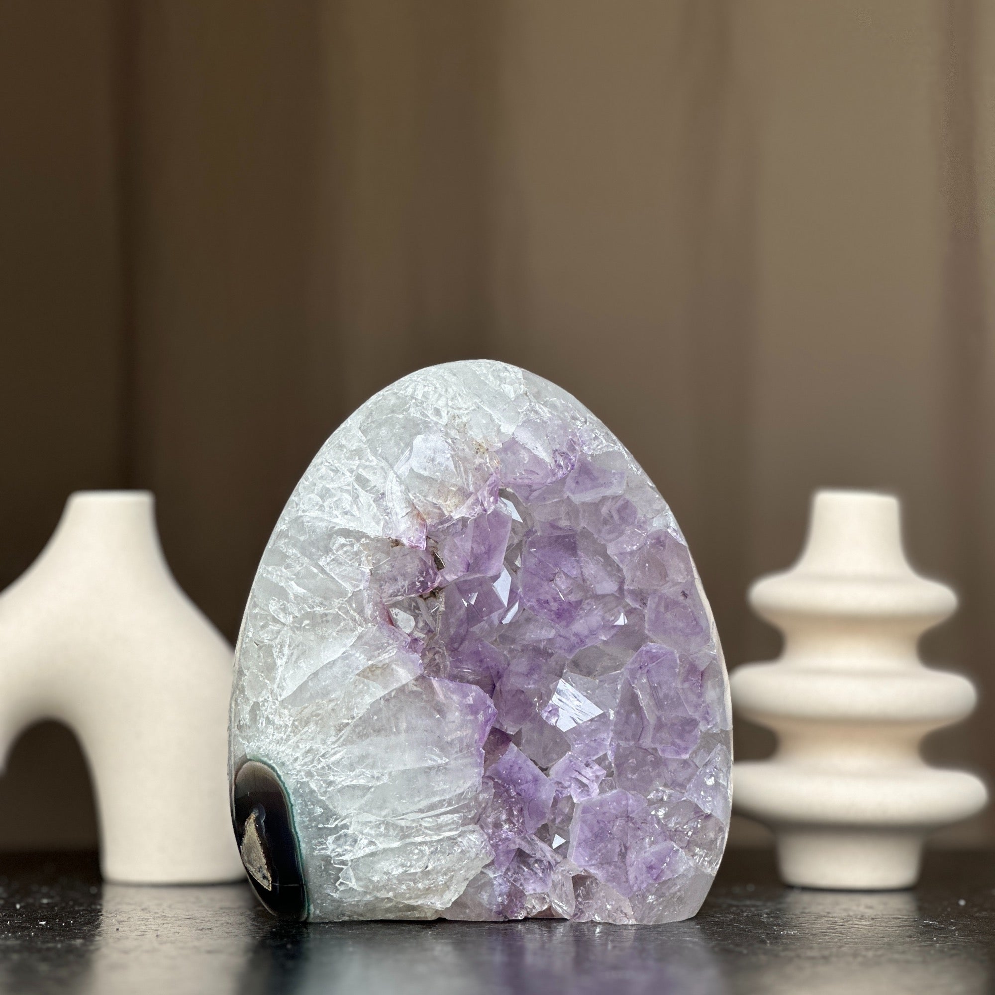 White Quartz Crystal Egg, Unique Amethyst Geode, Statement piece for collectors, Large Cave with  Agate formations