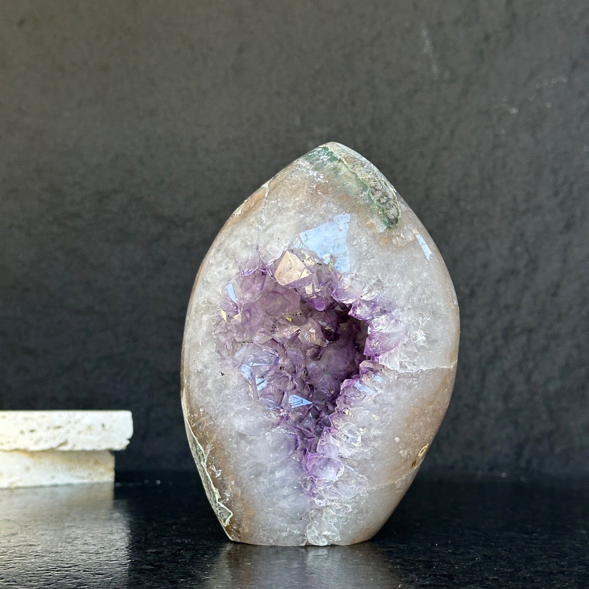 Extra Large Amethyst Geode Cave, Oval shaped Full polished stone, Stunning decor piece, Giant Crystal