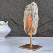 XL Natural Jasper with Metal Stand: Uruguay Crystal Cave, 7 inches gemstone