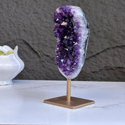 Stunning Natural Amethyst Geode with Metal Stand for Home Decor, XL Amethyst Cave