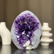 Superb Amethyst with Jasper and Quartz formations, 5.5 in tall Extra Large Amethyst Cave, Oval Shaped Stone, Extra Large Collector piece