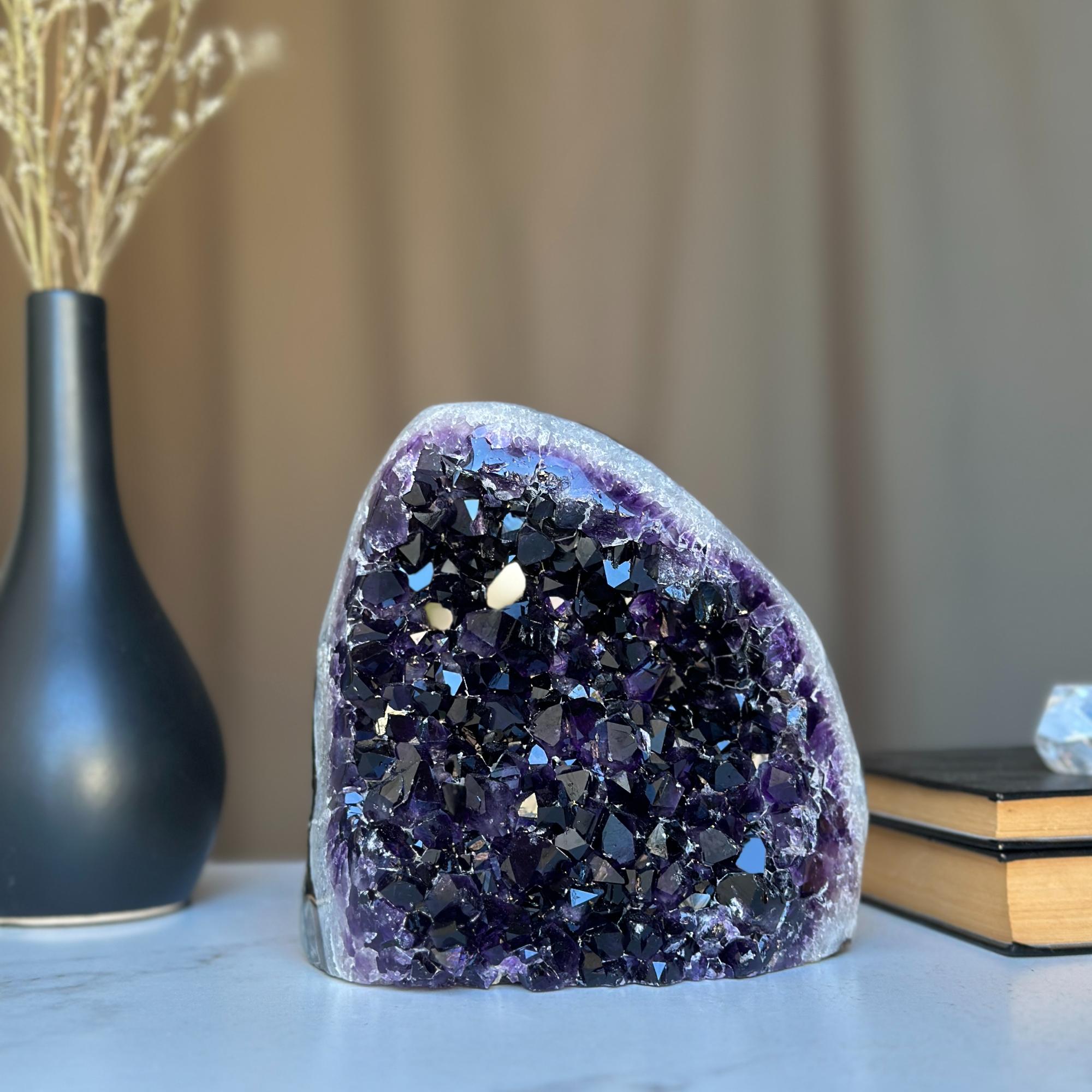 3.9 Lb Amethyst Cave Geode with Agate formations, Huge Crystal Cluster for Collectors