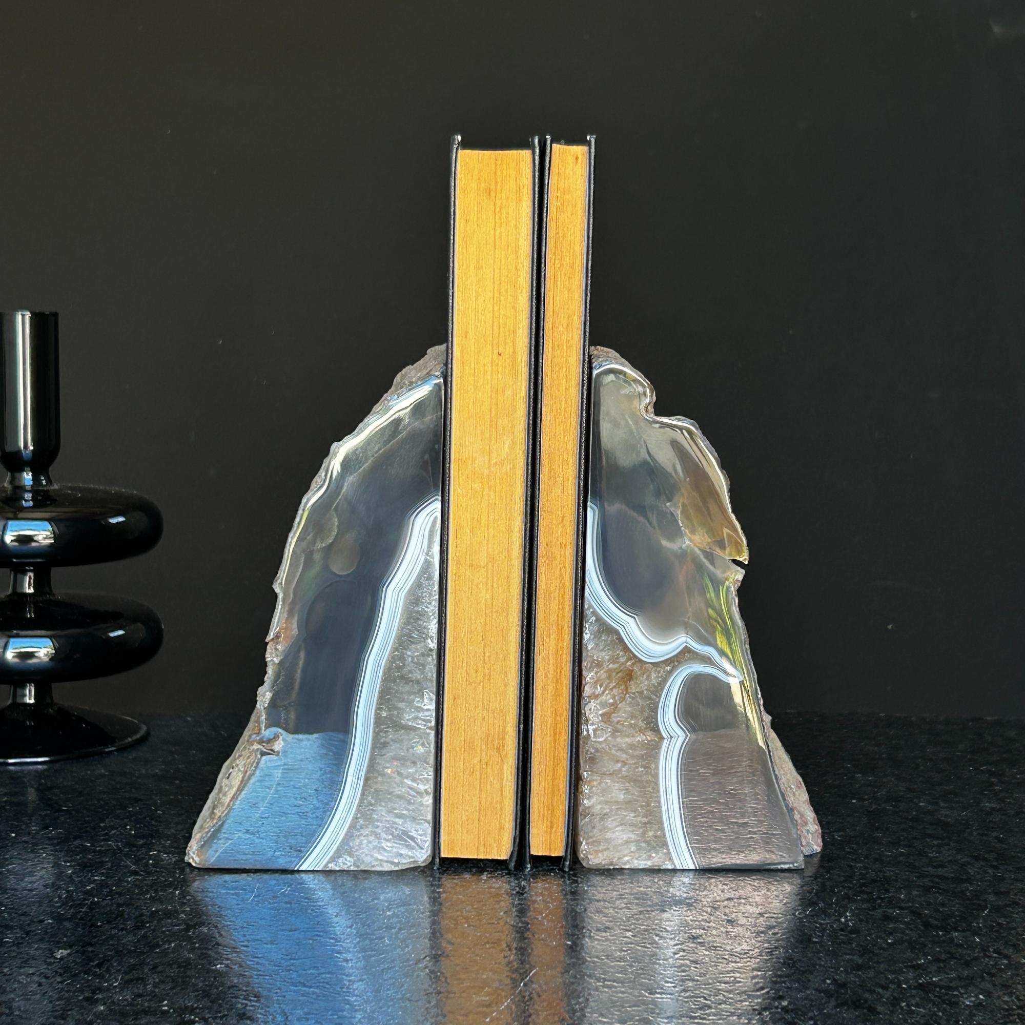 Natural Agate Crystal Bookends, Incredible Polished Stones, Premium quality crystals, extra large geode bookends for decor