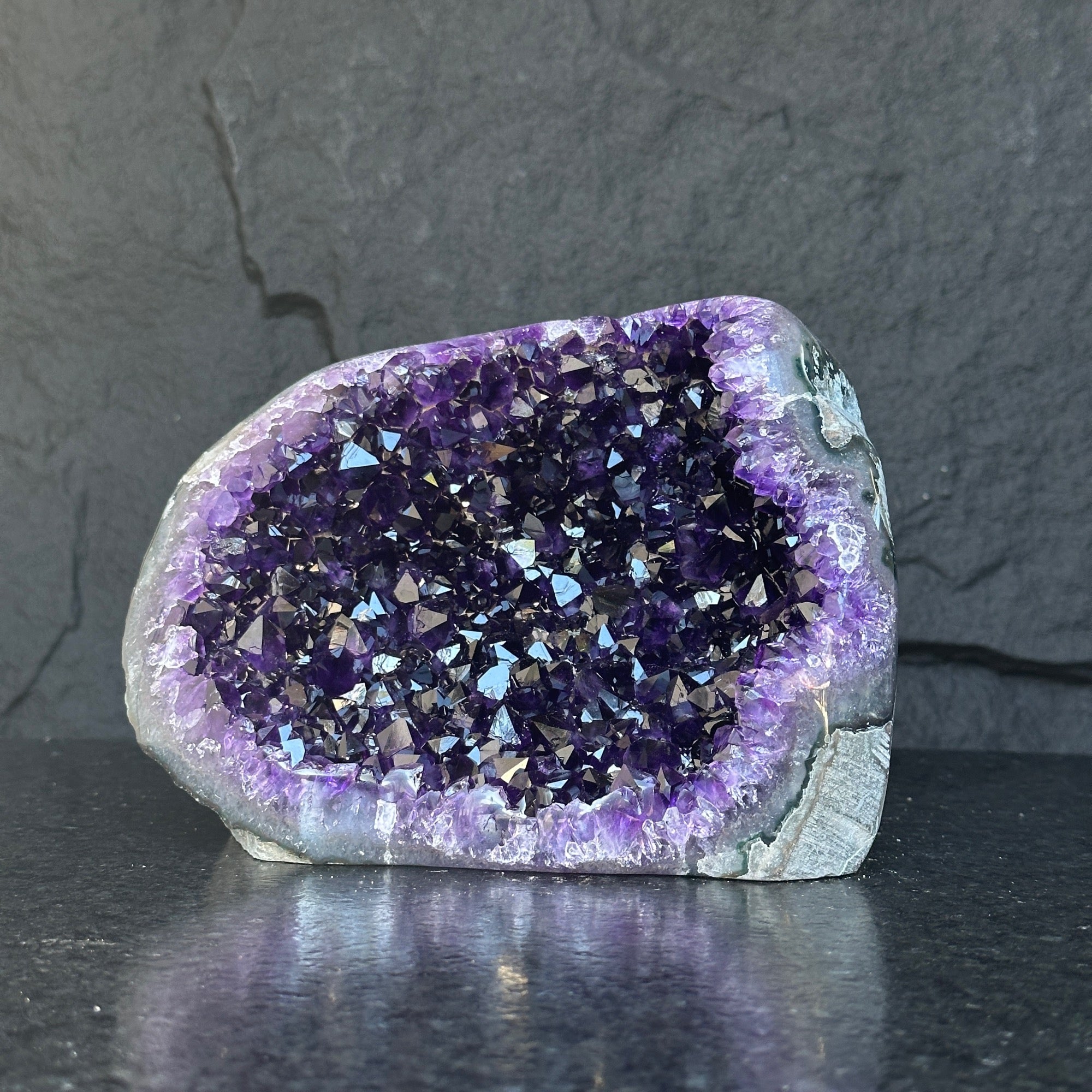 Amethyst and agate geode, amethyst crystal geode