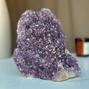 Amethyst Crystal Cluster Cave Geode , 6 in tall Huge Crystal Cluster, Deep Purple Stone