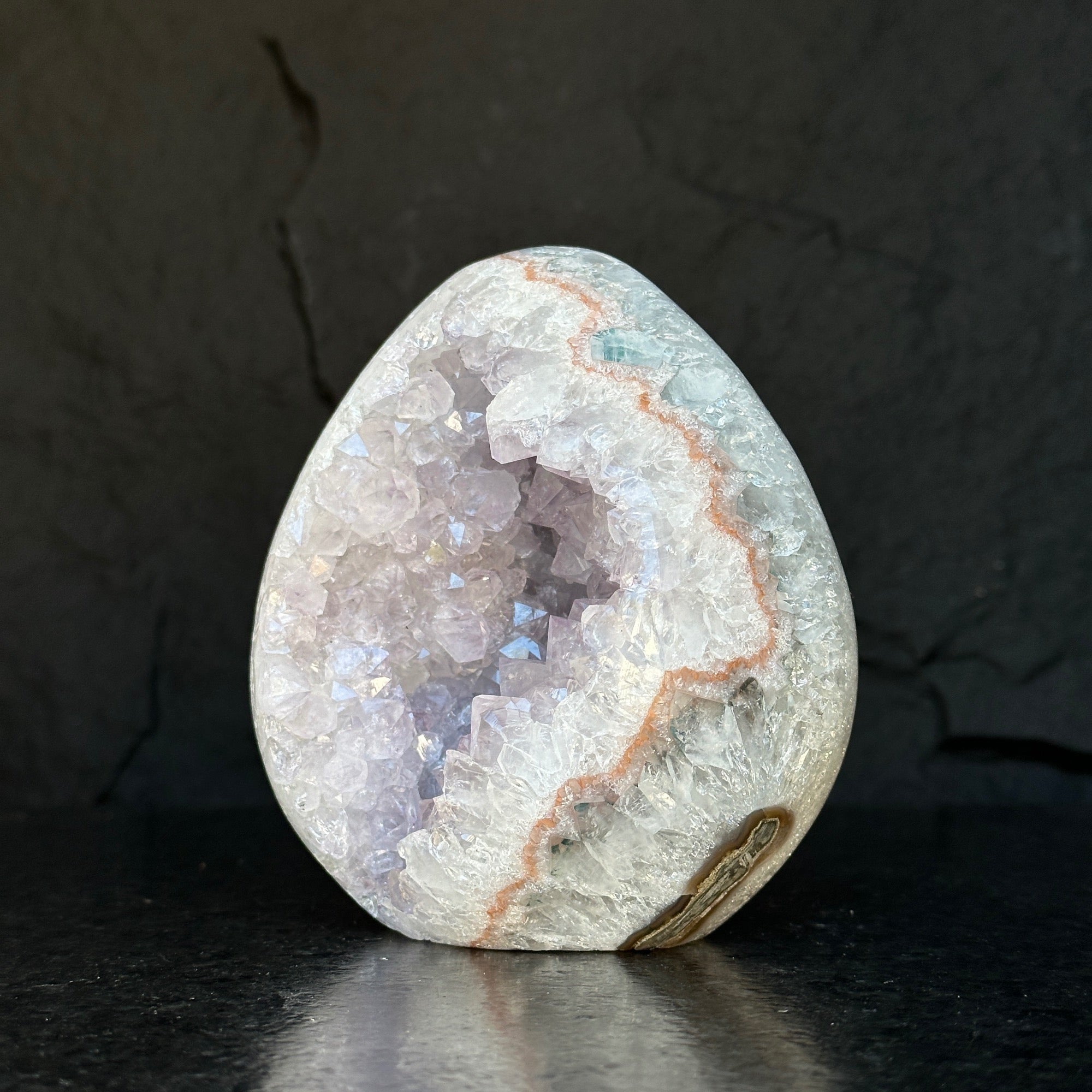 Extra Large Amethyst Geode Cave, Oval shaped Full polished stone, Stunning decor piece, Giant Crystal