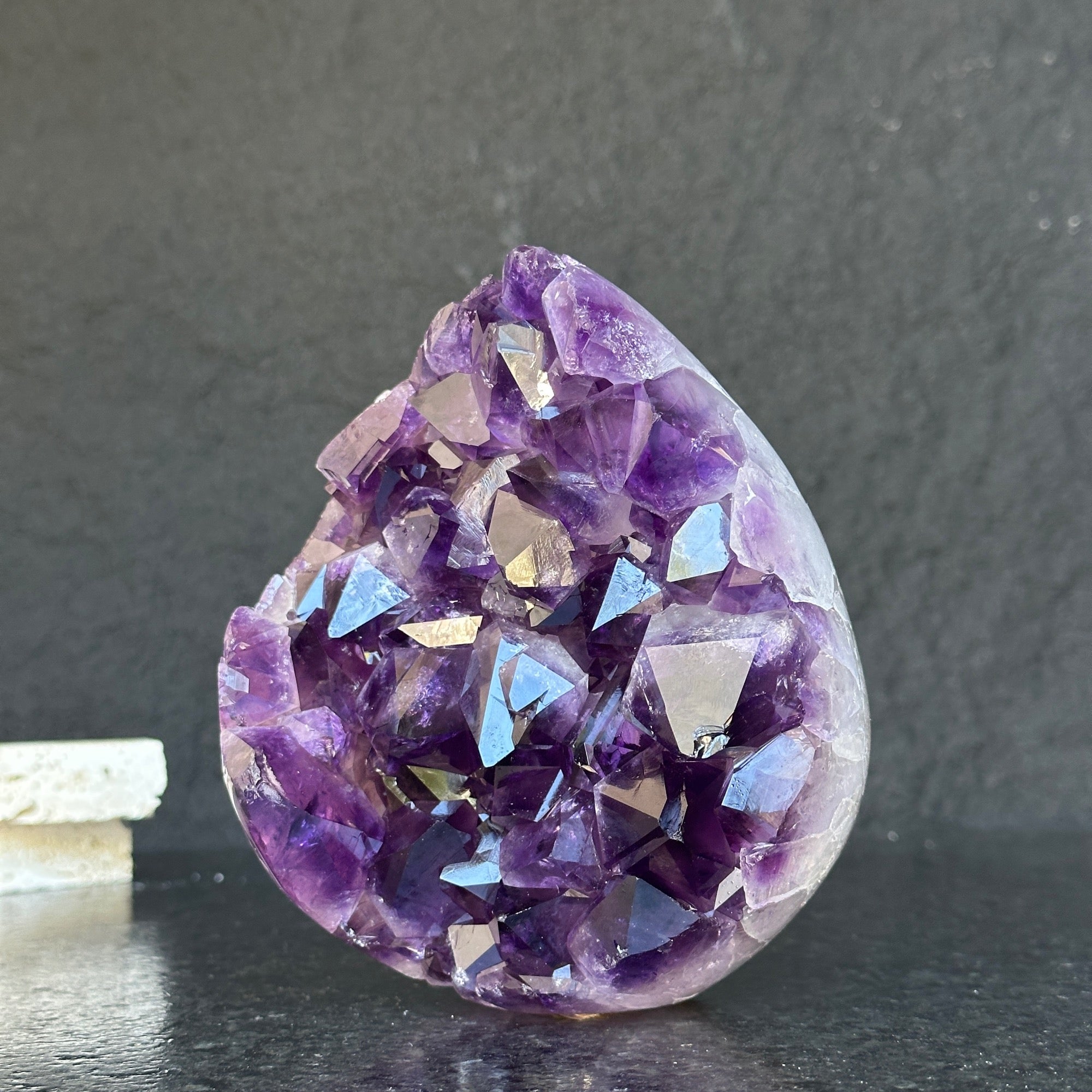 Amethyst Geode Crystal Egg with incredible Agate formations, Natural cave shaped polished agate stone