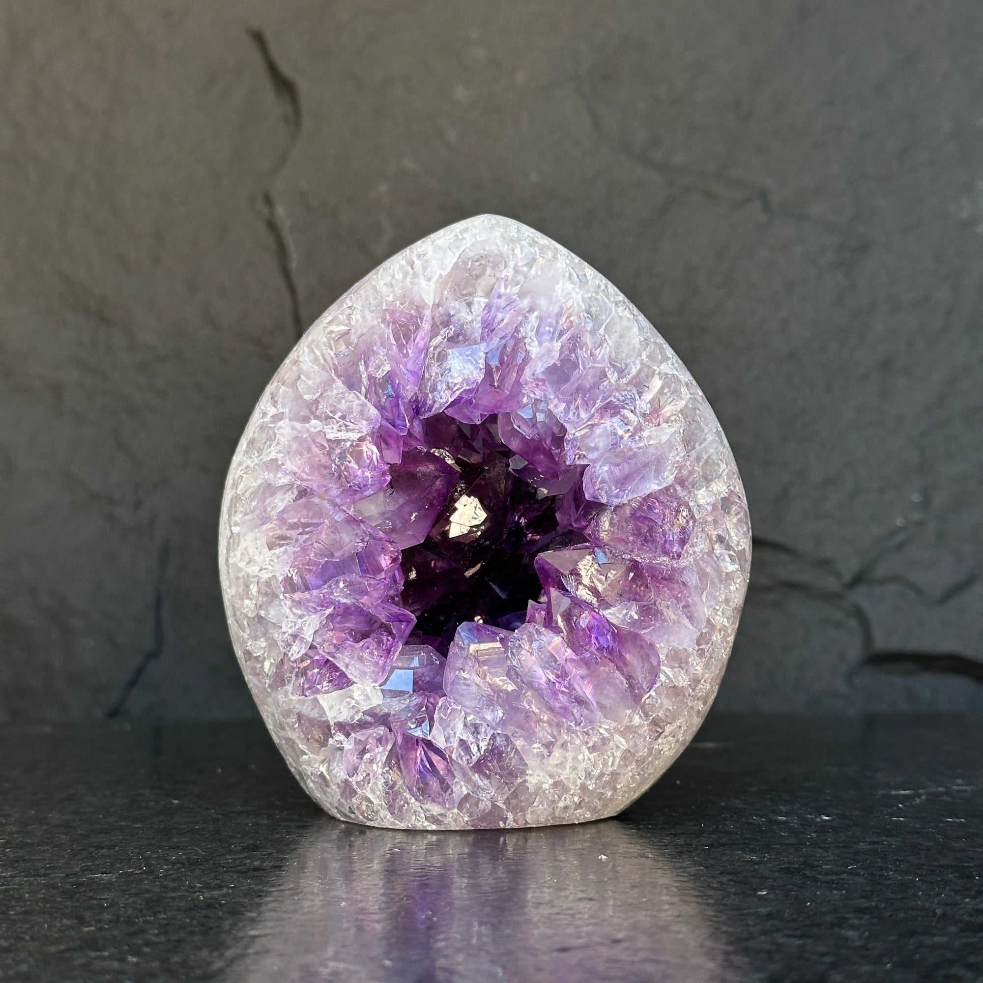Crystal Geode, home decor with crystals, quartz and amethyst find, Amethyst with agate egg shaped