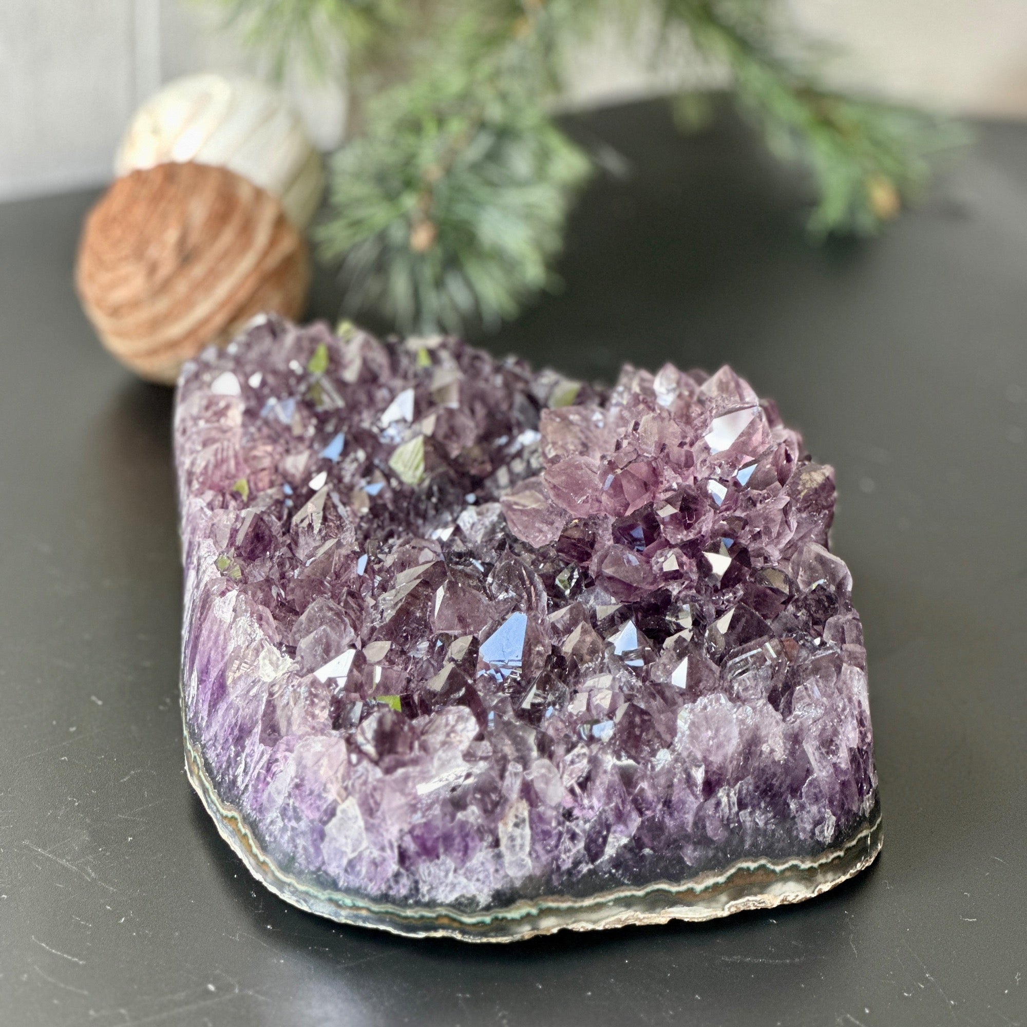 Extra Large Amethyst, Flat shaped Full polished stone, Stunning decor piece