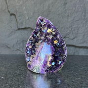 Semiprecious amethyst stone, amethyst flame