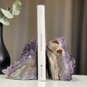 Set of 2 Standing Amethysts for bookends, Uruguayan Amethyst, Amethyst Cut Base, Raw Amethyst