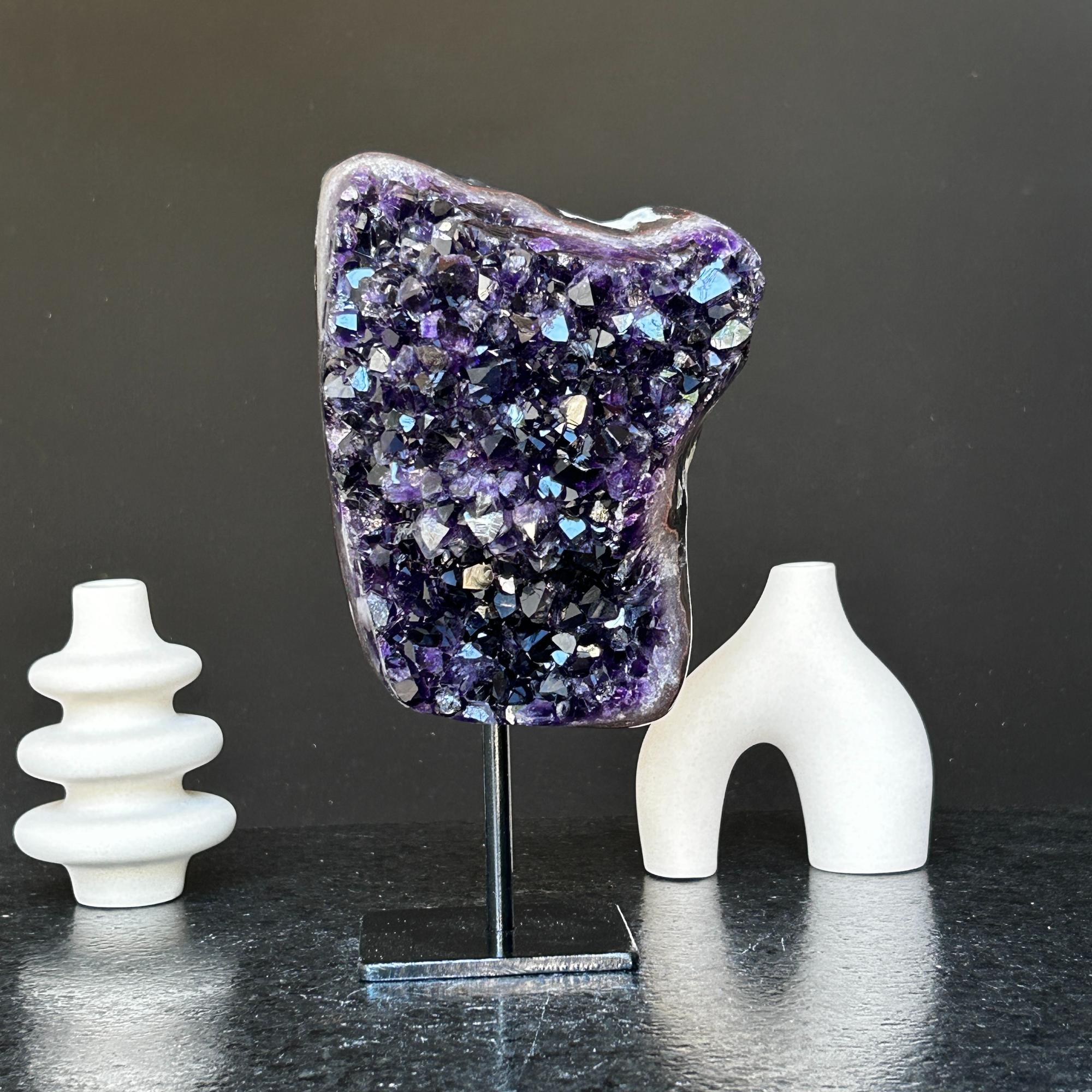Unique Premium Amethyst with Display, Raw Amethyst Geode on Stand