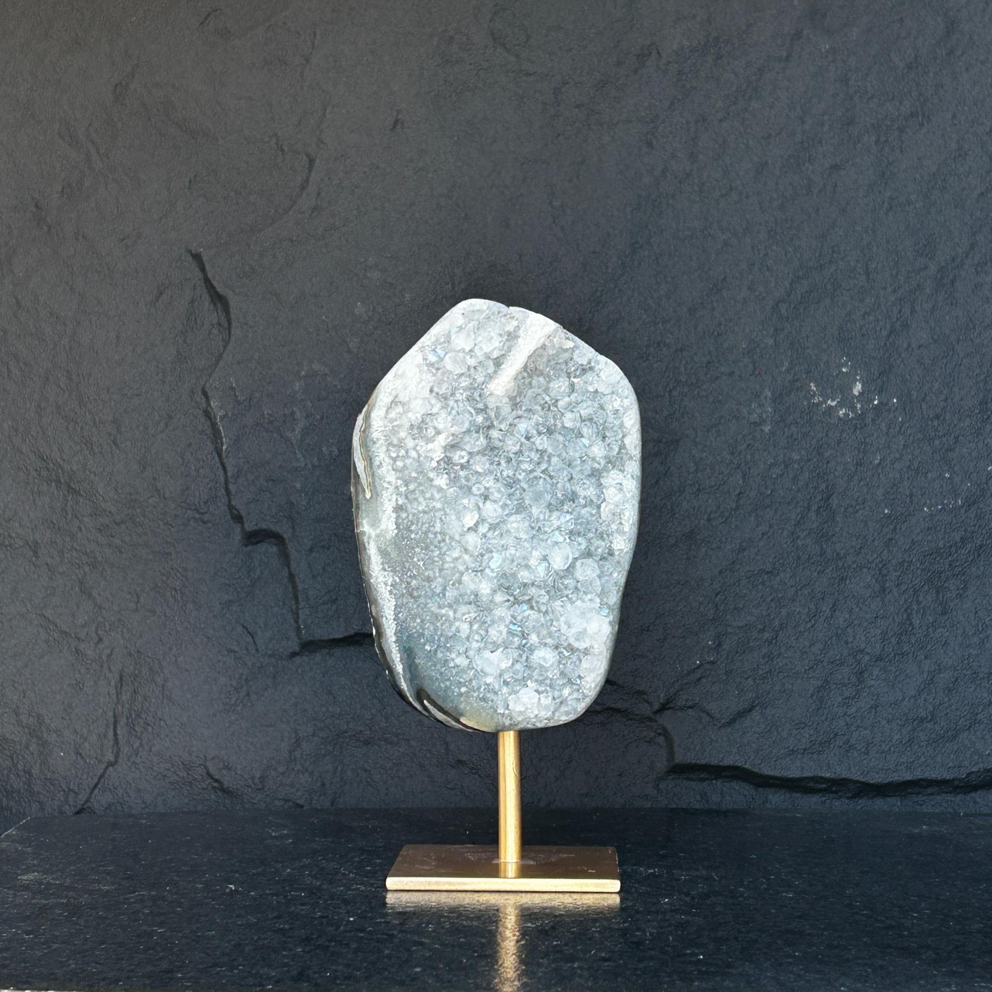 White Quartz with metallic base, Large Cave shaped, 10 inches tall piece for collectors, Full polished, Stunning decor Crystal