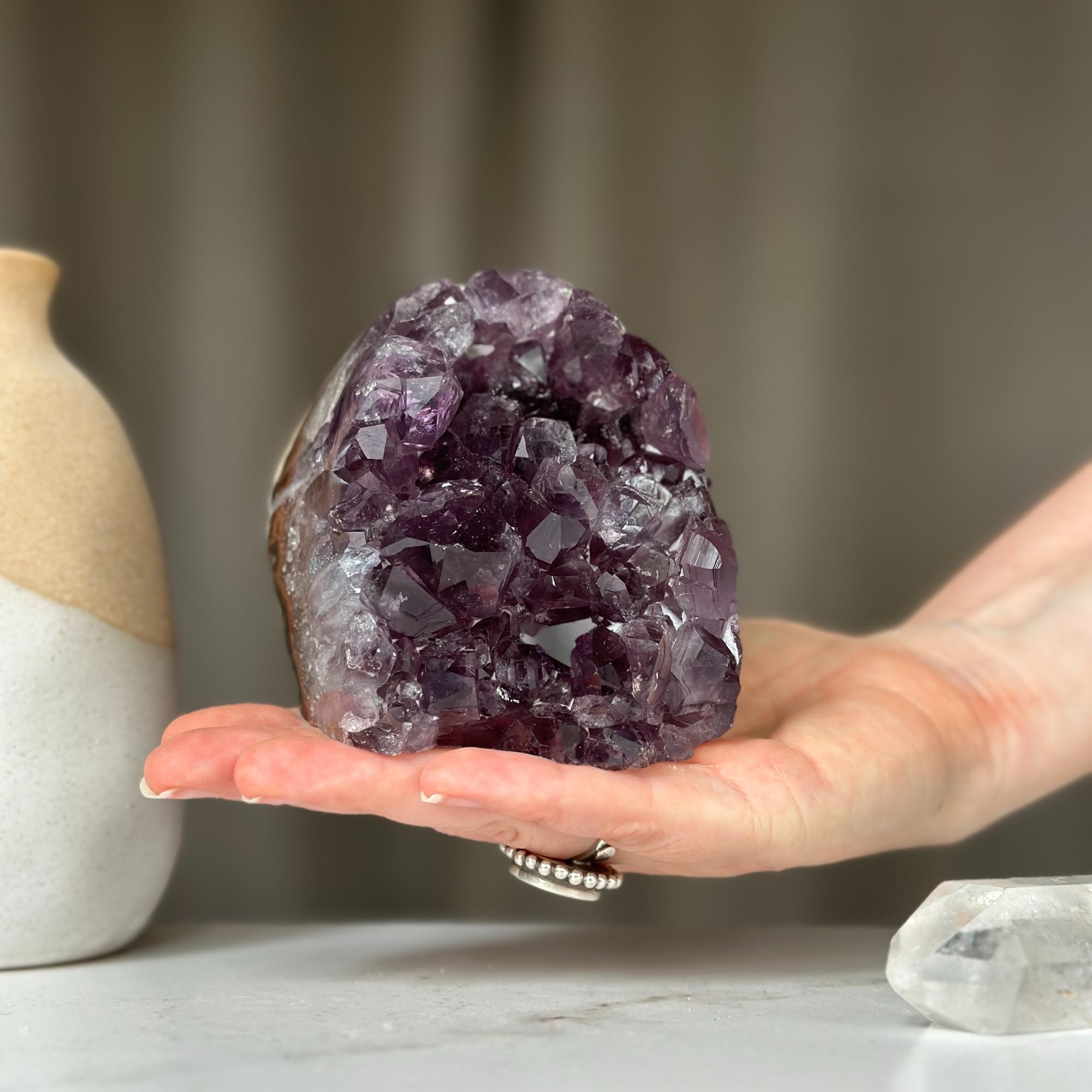 2 Lb Amethyst geode Unique raw crystal cluster, Deep Purple Project Amethyst crystal