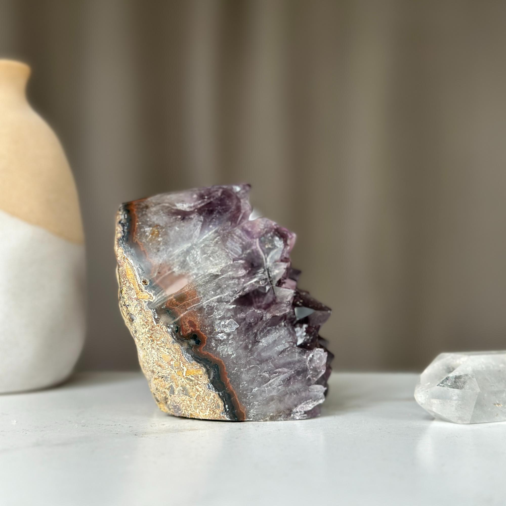 2 Lb Amethyst geode Unique raw crystal cluster, Deep Purple Project Amethyst crystal