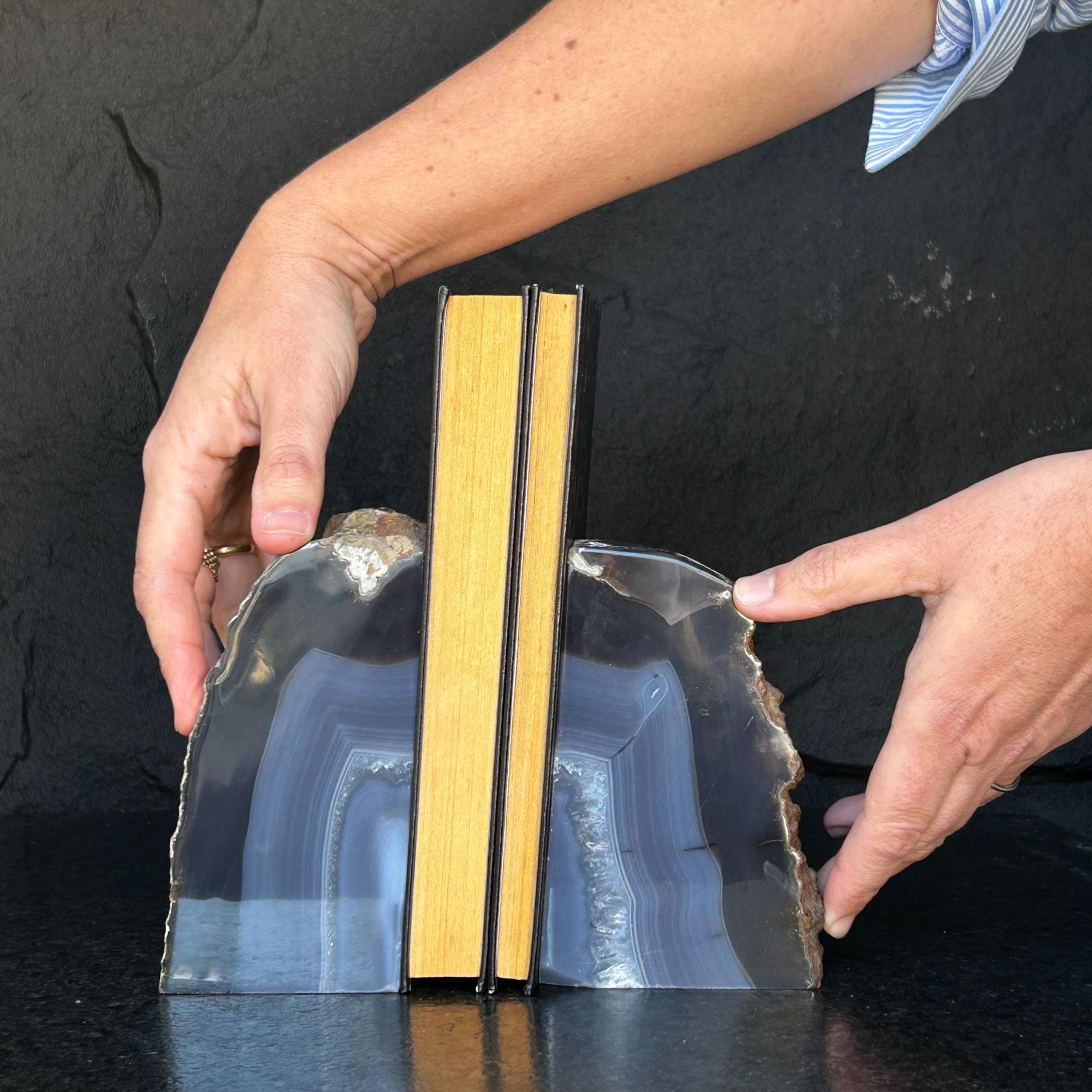 Natural Agate Crystal Bookends, Incredible Polished Stones, Premium quality crystals, extra large geode bookends for decor