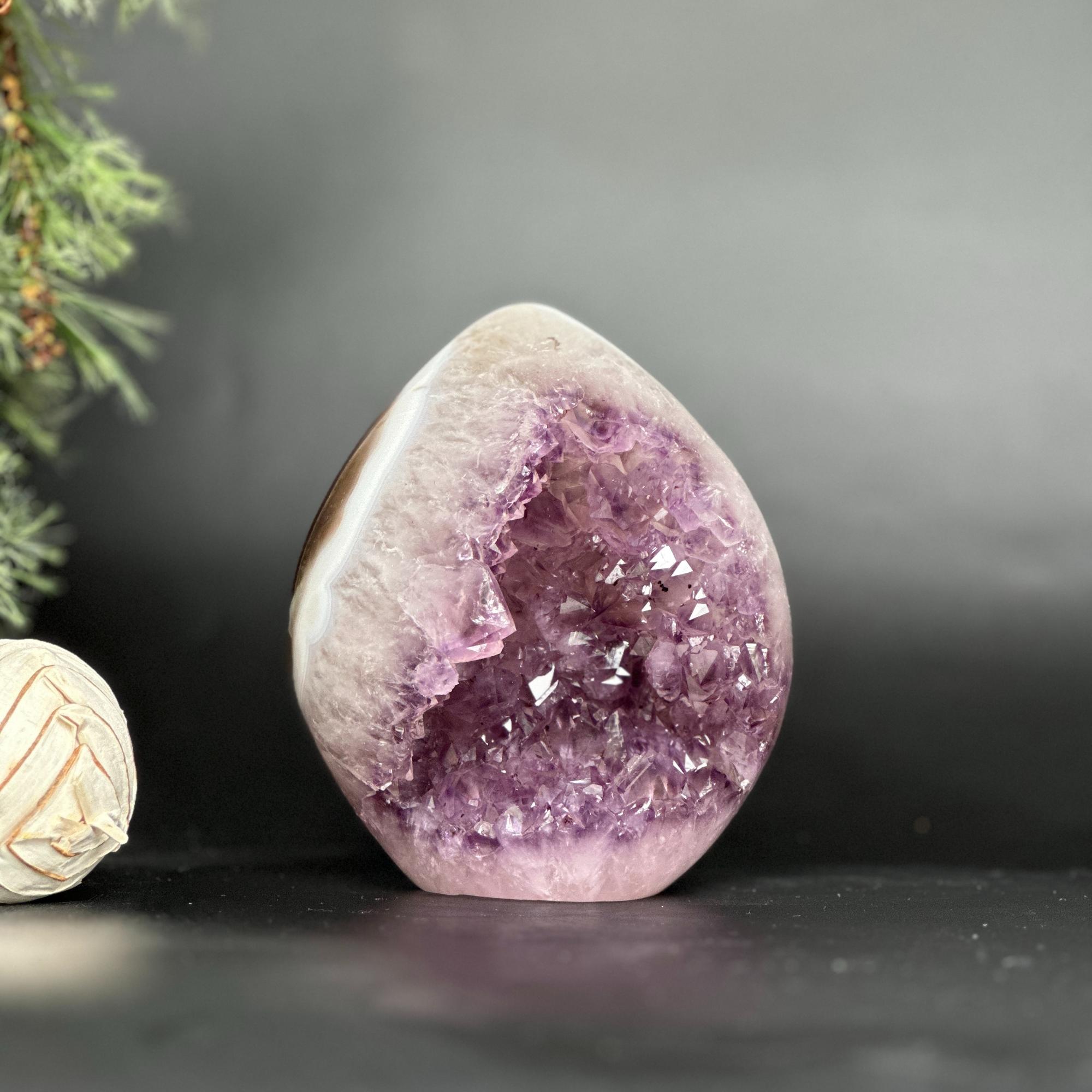 Deep Purple Amethyst Geode Cave, Perfect for Home Decor