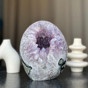 Extra Large Amethyst Geode Cave, Oval shaped Full polished stone, Stunning decor piece, Giant Crystal