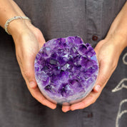 Amethyst Cylinder with Polished Colorful Agate Edges