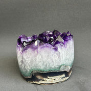 Amethyst Cylinder with Polished Colorful Agate Edges