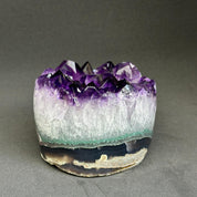 Amethyst Cylinder with Polished Colorful Agate Edges