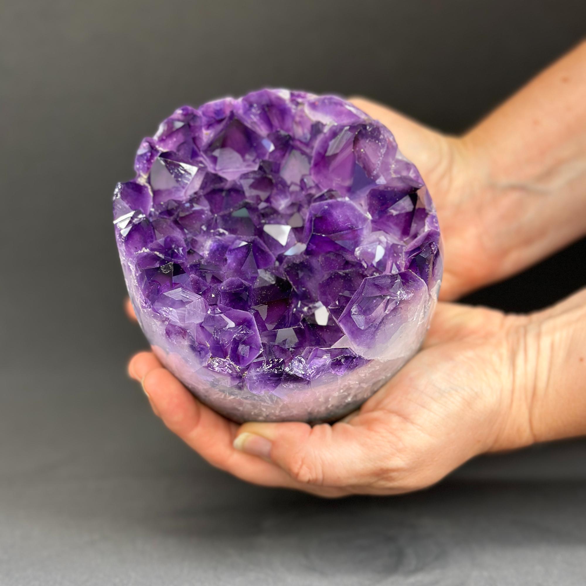 Amethyst Cylinder with Polished Colorful Agate Edges