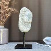 Clear Quartz with metal base included, Natural Crystal for Home Decor