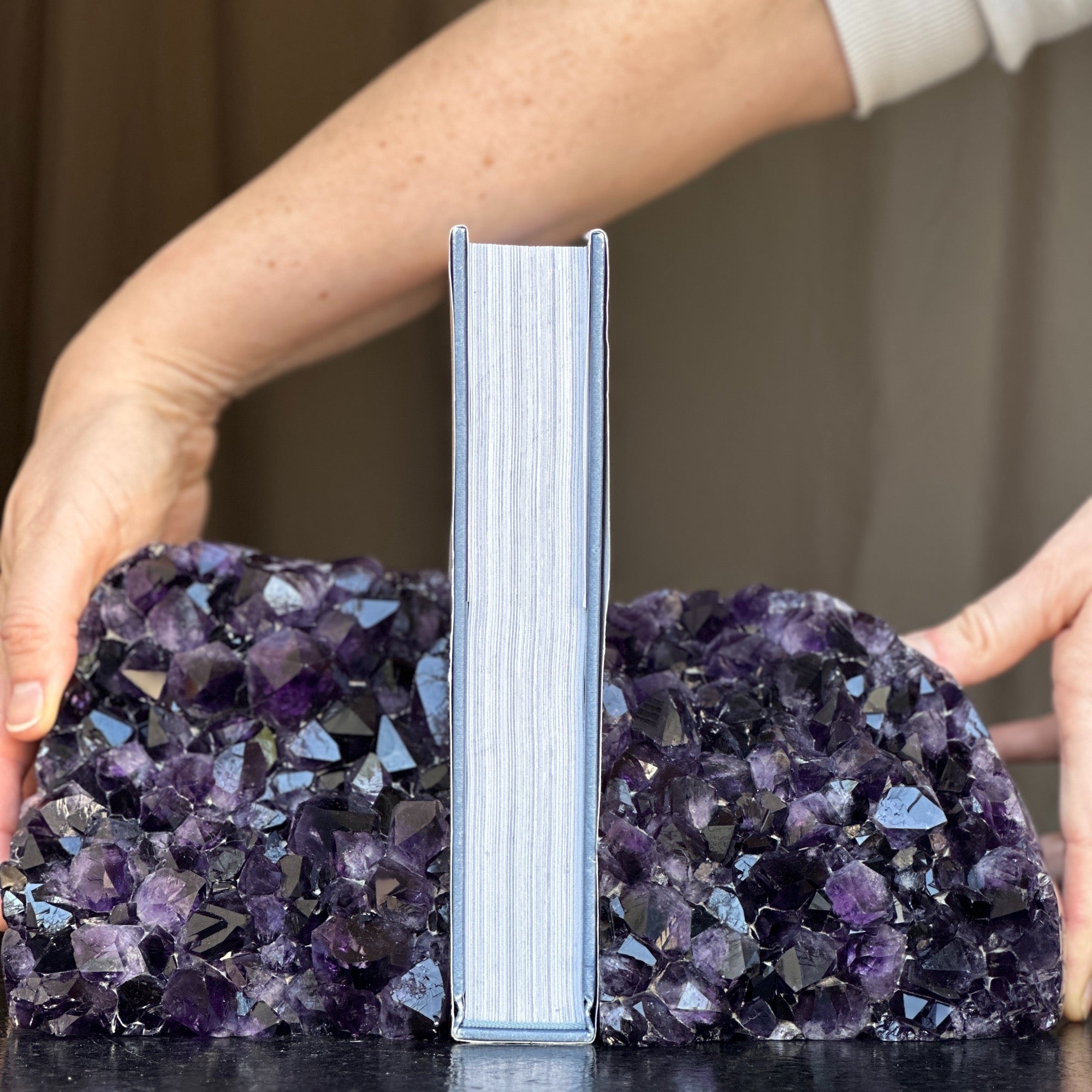 Amethyst bookends, One of a kind set of Amethyst and agate geode crystals