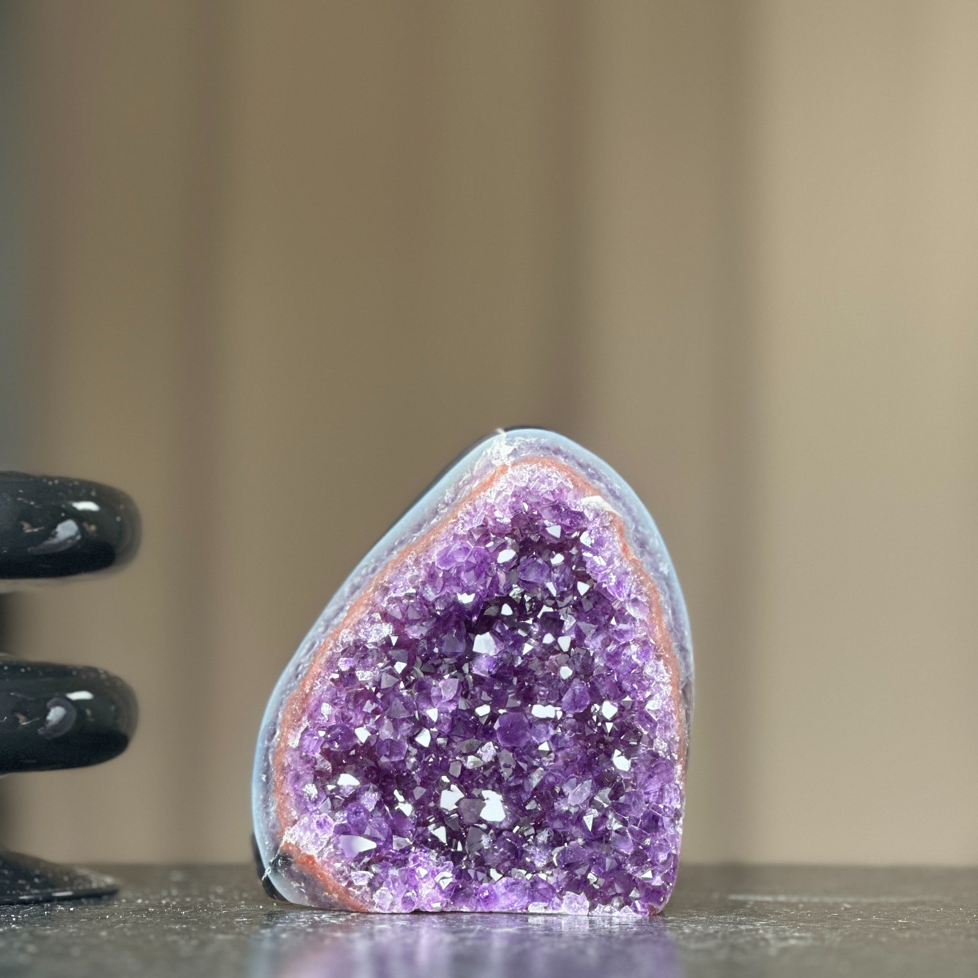 Rare specimen Amethyst geode with colorful Agate Bands