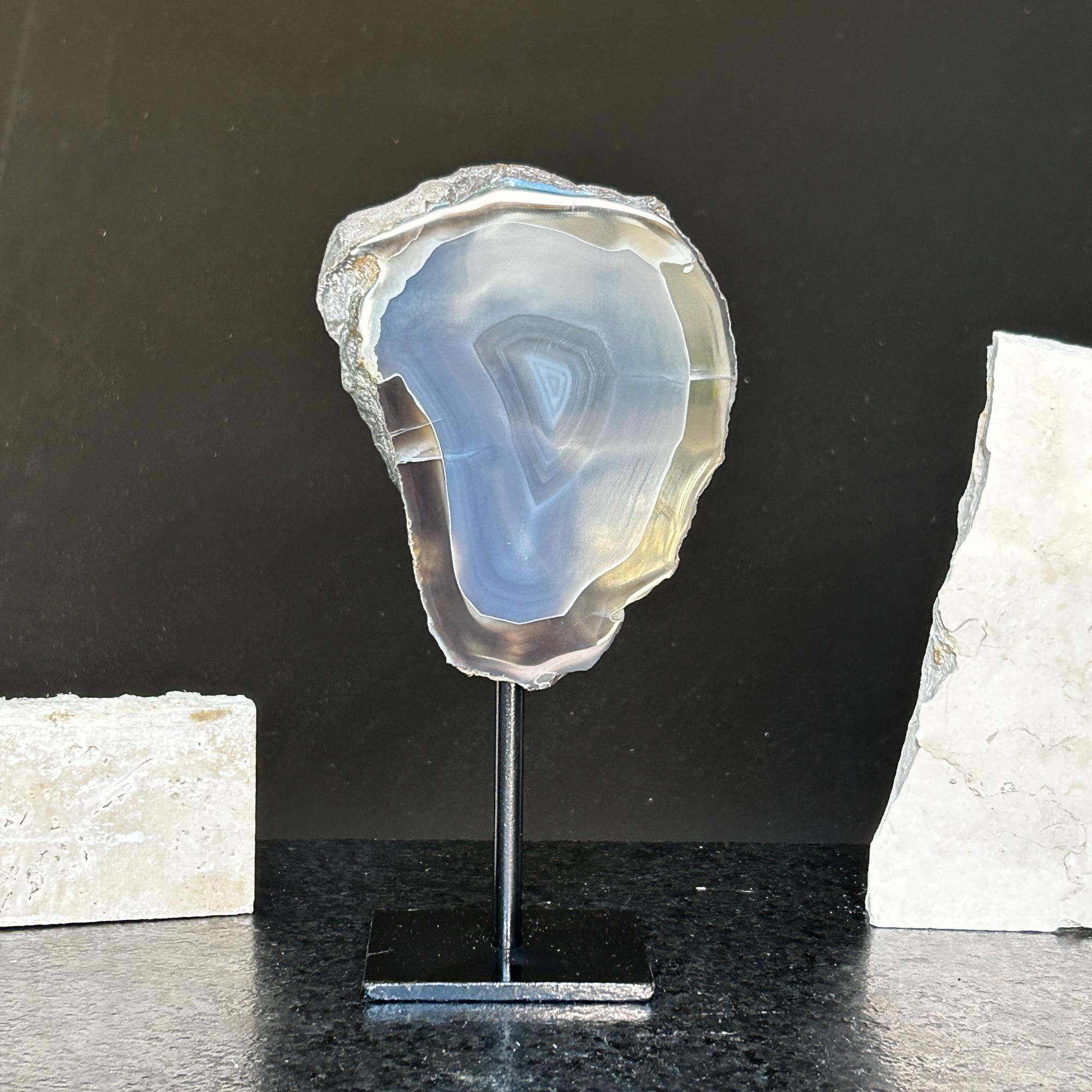 Agate Slice with metallic base included, Large Brown Agate Geode, 100% Natural Colors