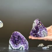 Amethyst clusters with huge Agate layers, 2 pieces set