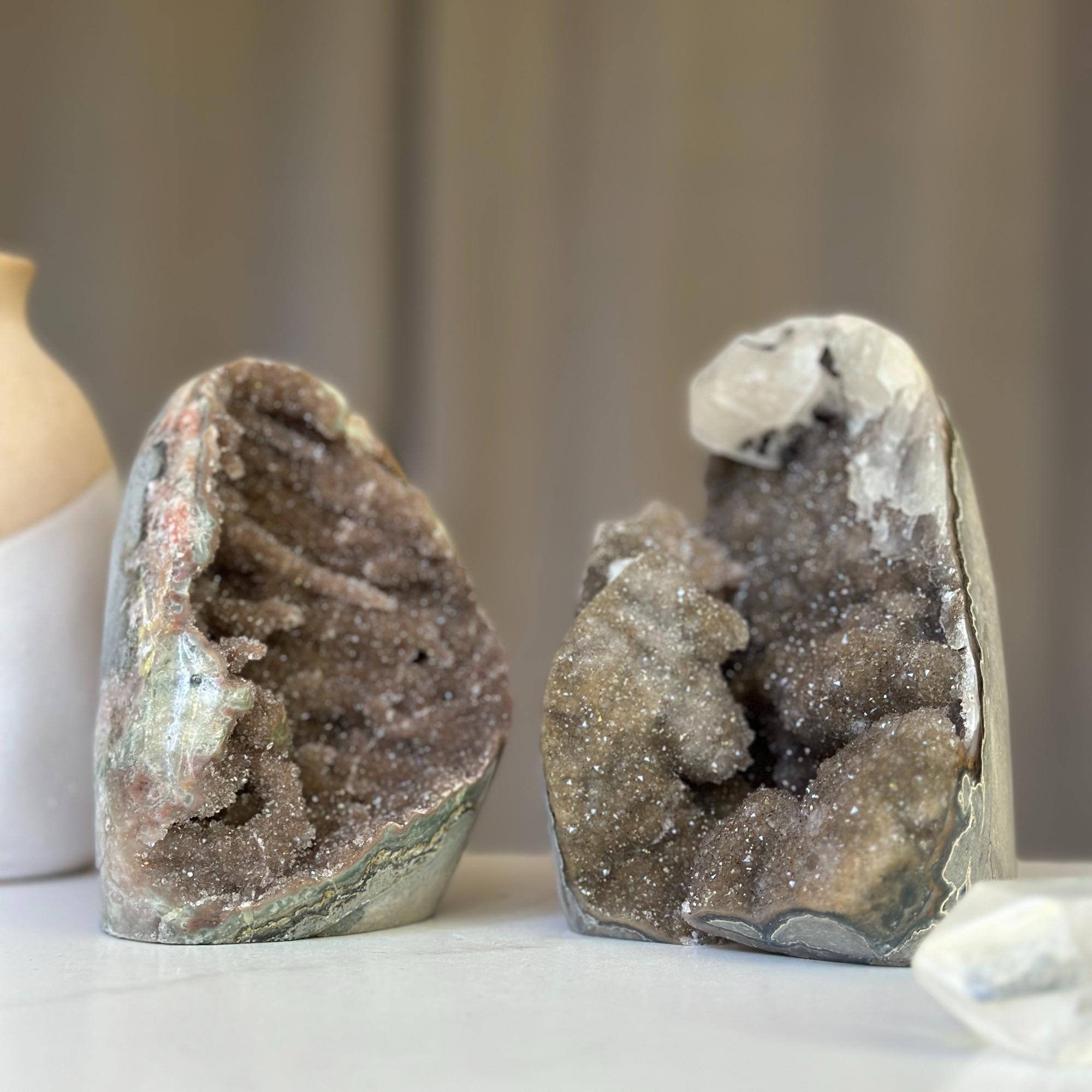 AAA Quality Uruguayan Micro Crystal Free Form With Calcite Set