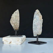 Agate Slice SET on Stand, Rare Mineral Finds with metallic base, Small mini display Agate Crystals, Perfect Gift for desk and night stand