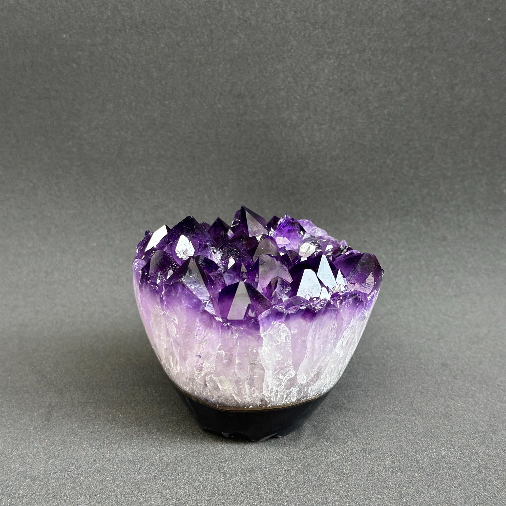 Amethyst Cupcake, Cylinder with Polished Colorful Agate Edges